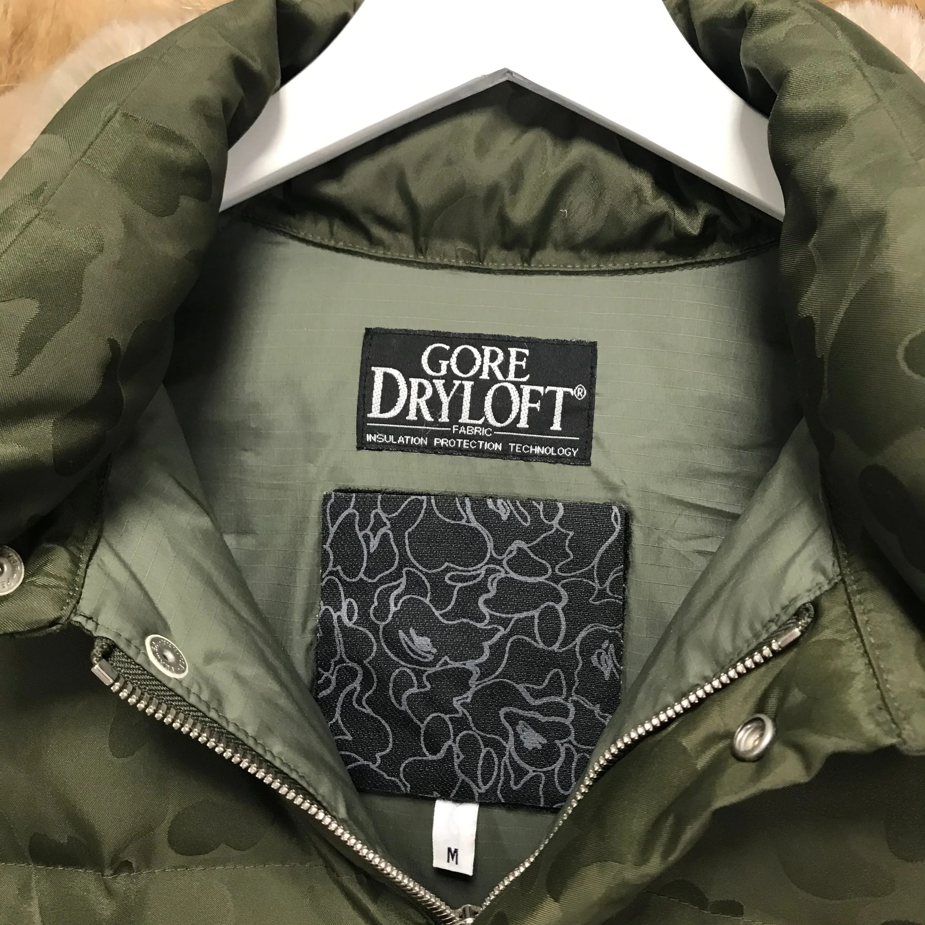 [M] A Bathing Ape Bape Jacquard Camo Gore Dryloft Puffer Jacket Olive