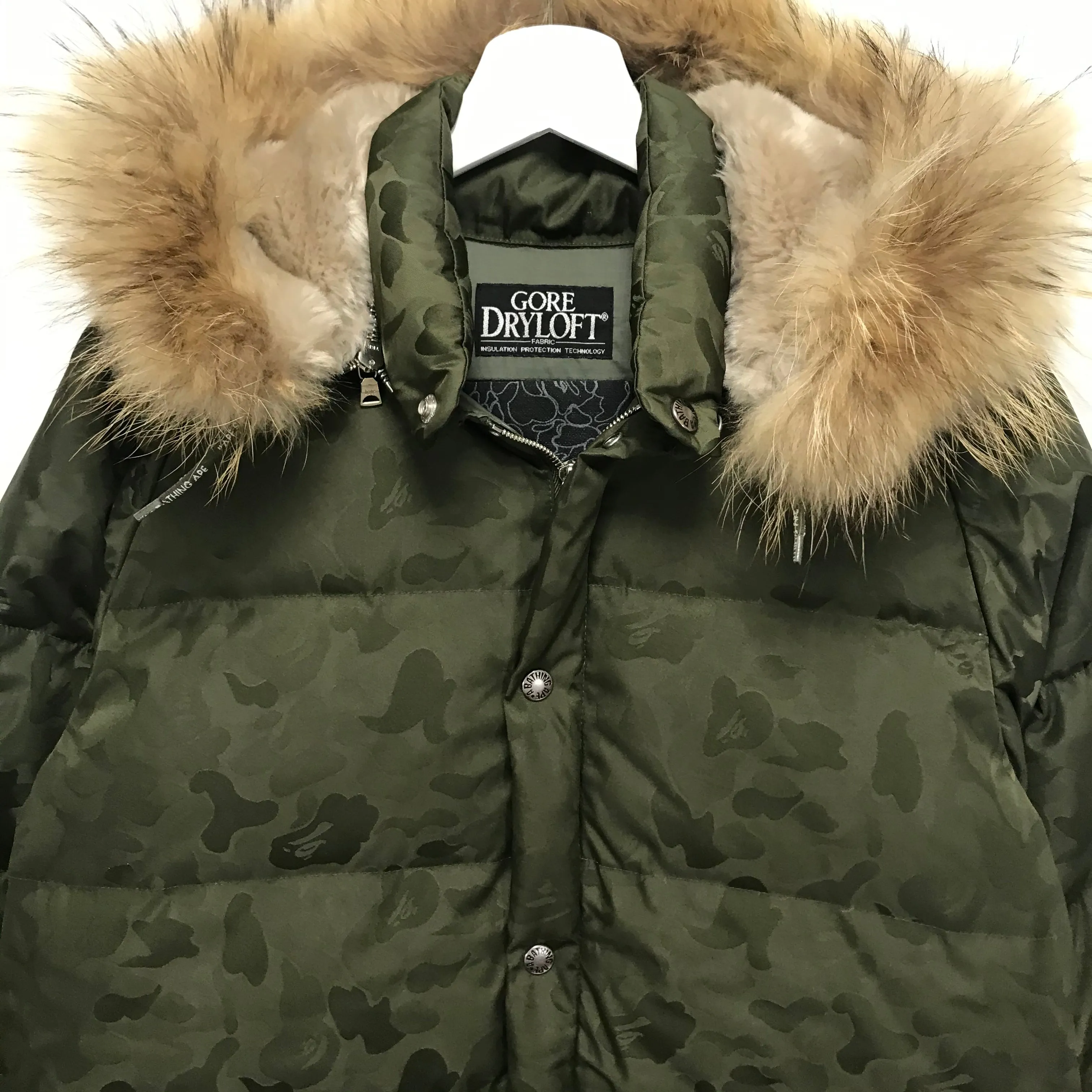 [M] A Bathing Ape Bape Jacquard Camo Gore Dryloft Puffer Jacket Olive