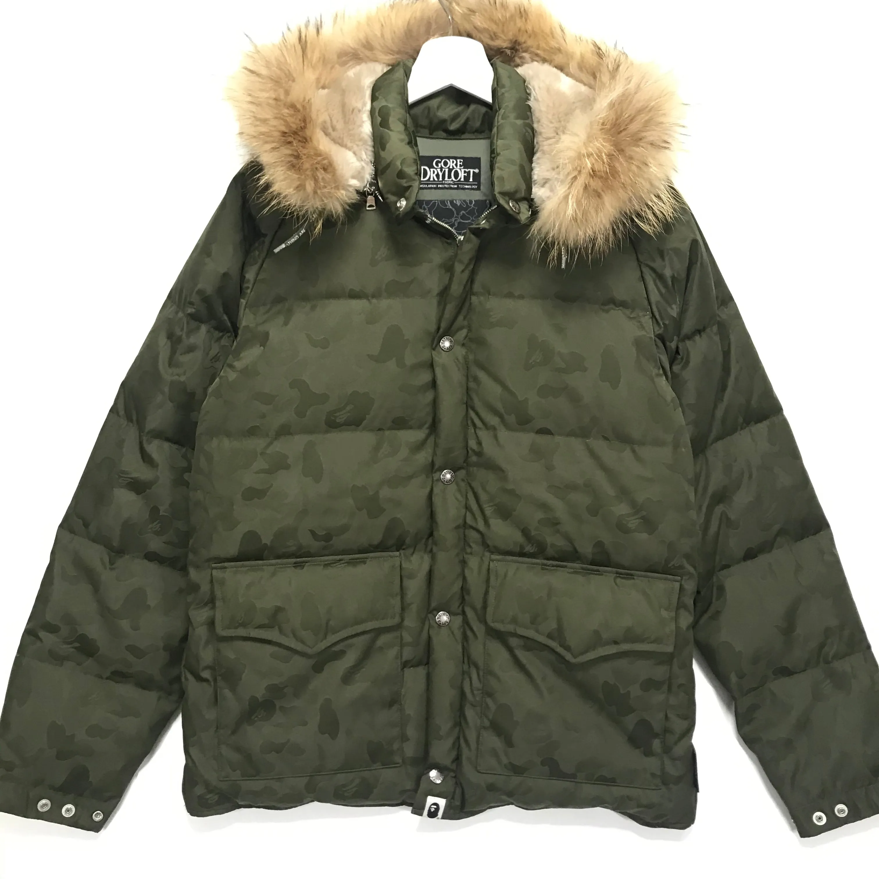 [M] A Bathing Ape Bape Jacquard Camo Gore Dryloft Puffer Jacket Olive