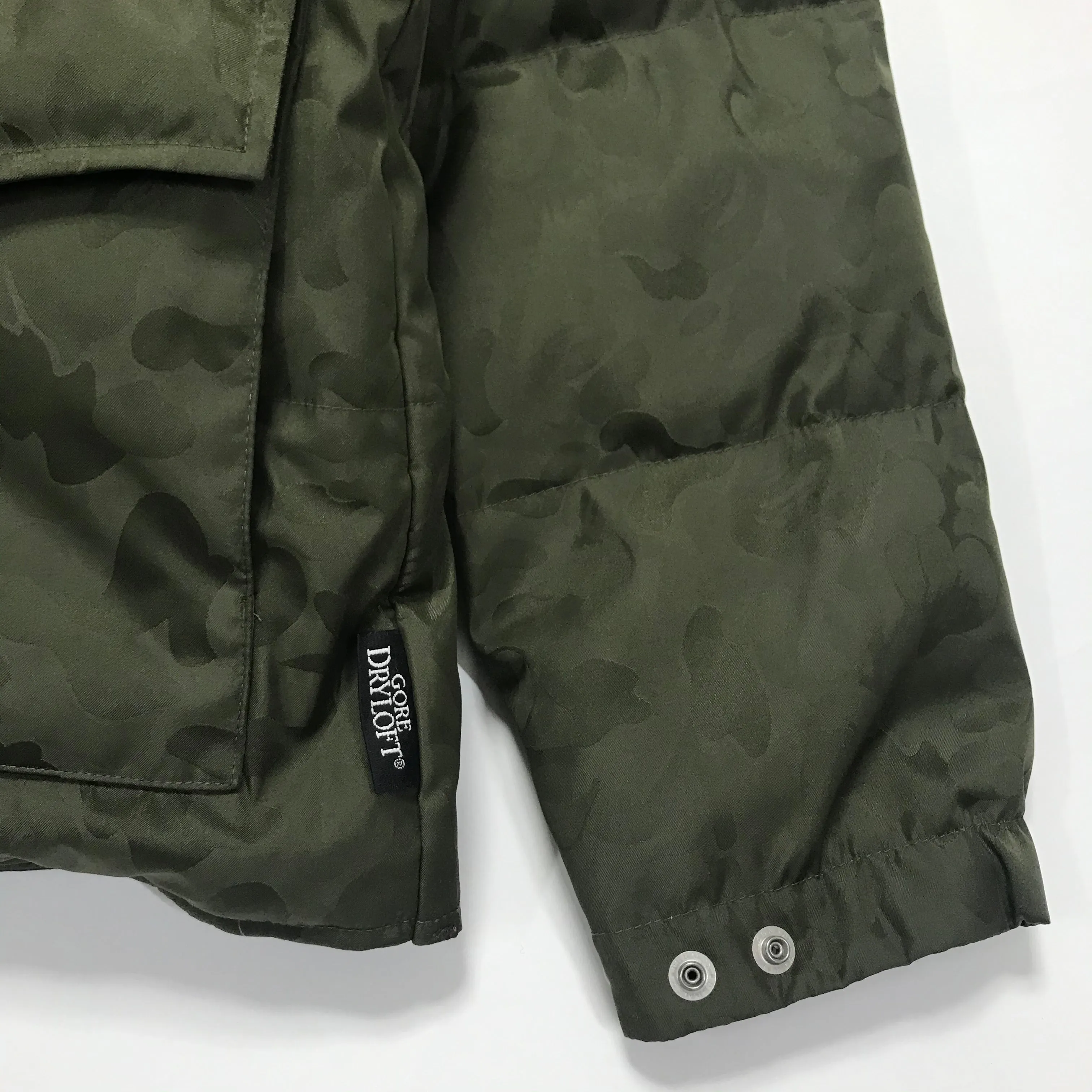 [M] A Bathing Ape Bape Jacquard Camo Gore Dryloft Puffer Jacket Olive
