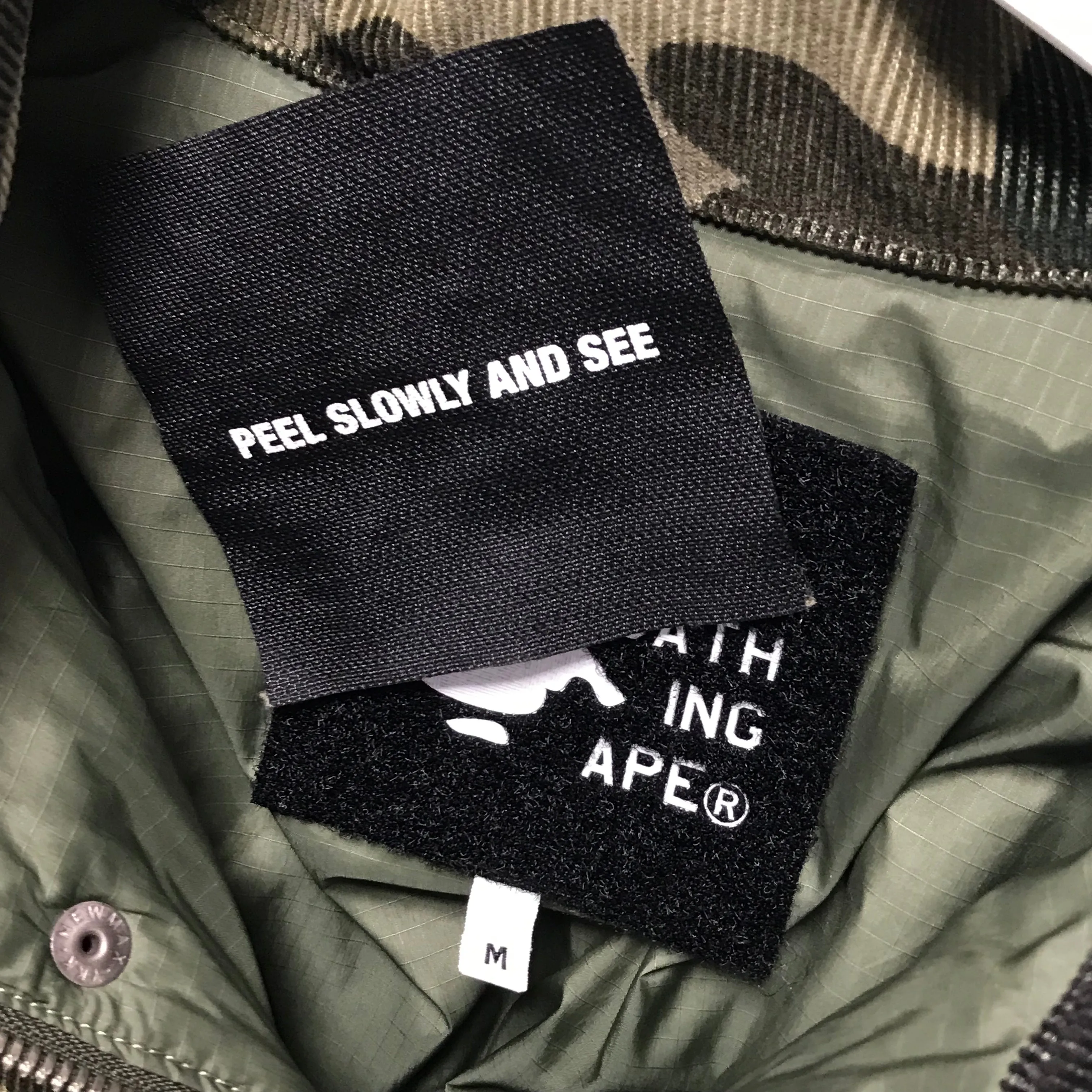 [M] DS! A Bathing Ape Bape 1st Camo Corduroy Down Puffer Jacket