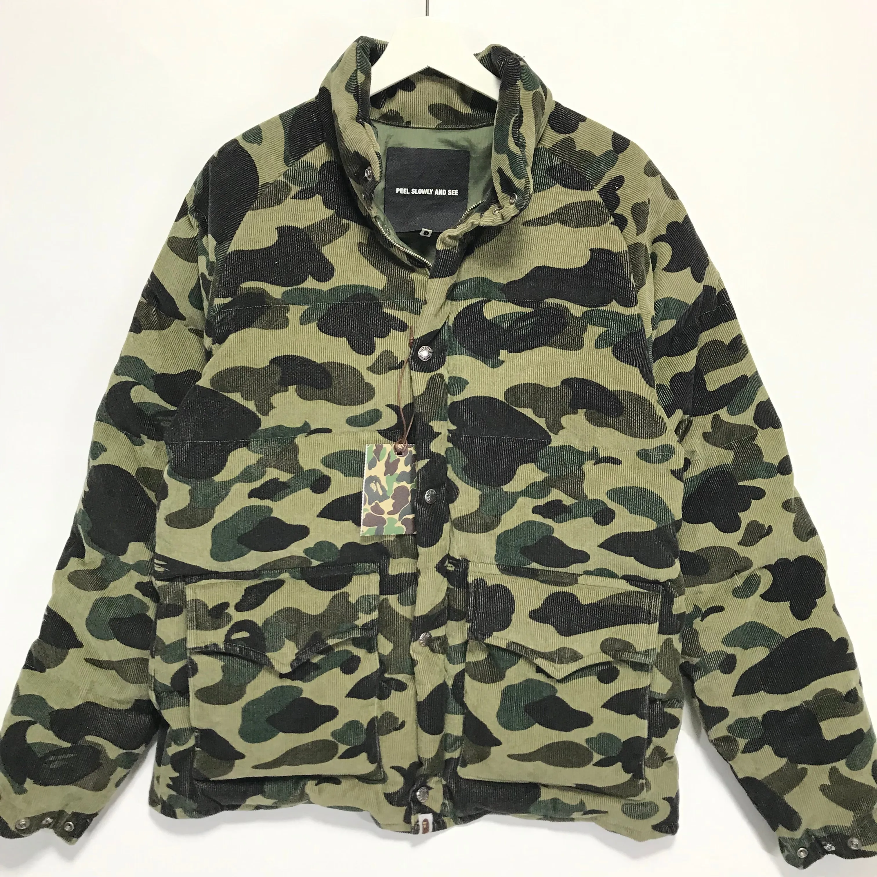 [M] DS! A Bathing Ape Bape 1st Camo Corduroy Down Puffer Jacket