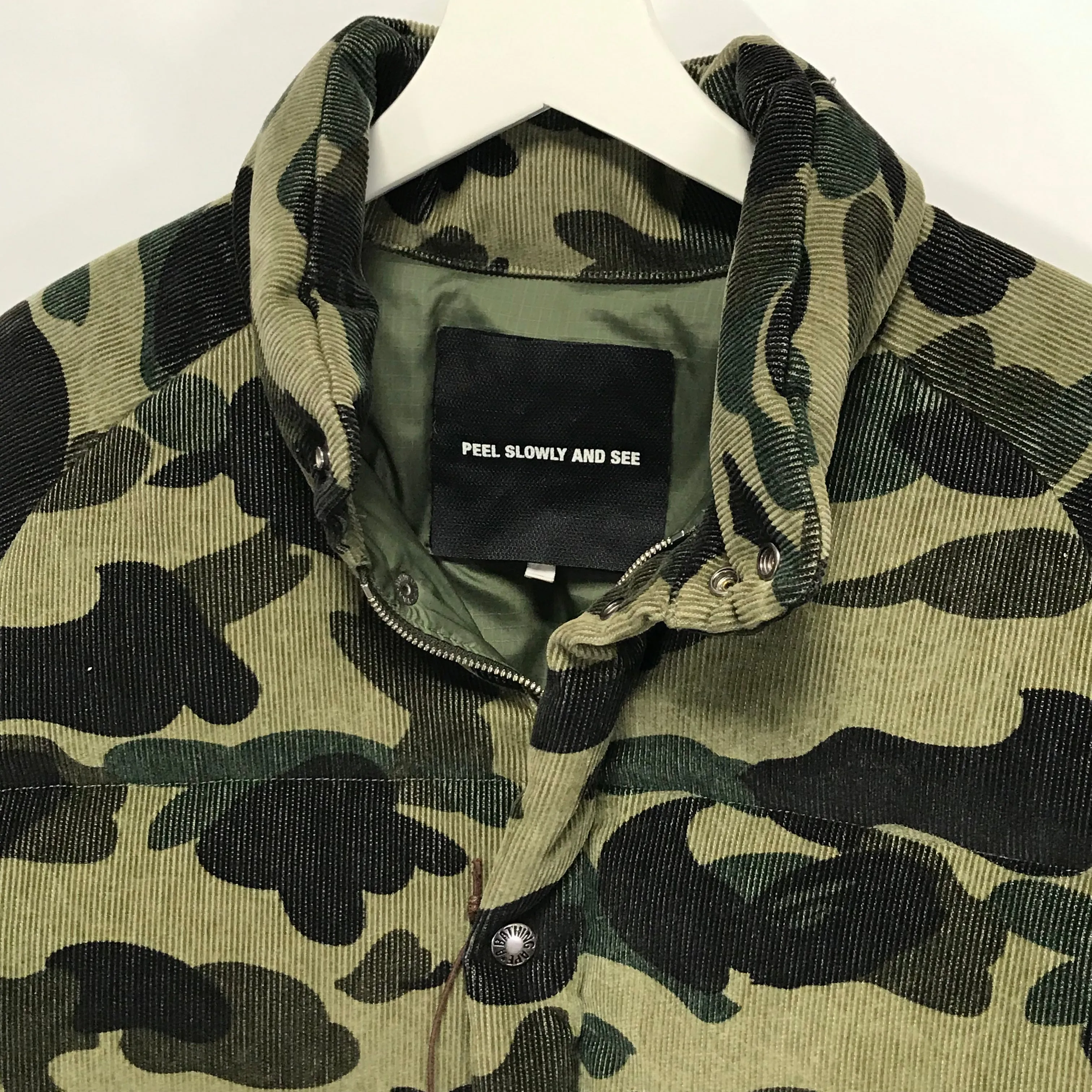 [M] DS! A Bathing Ape Bape 1st Camo Corduroy Down Puffer Jacket