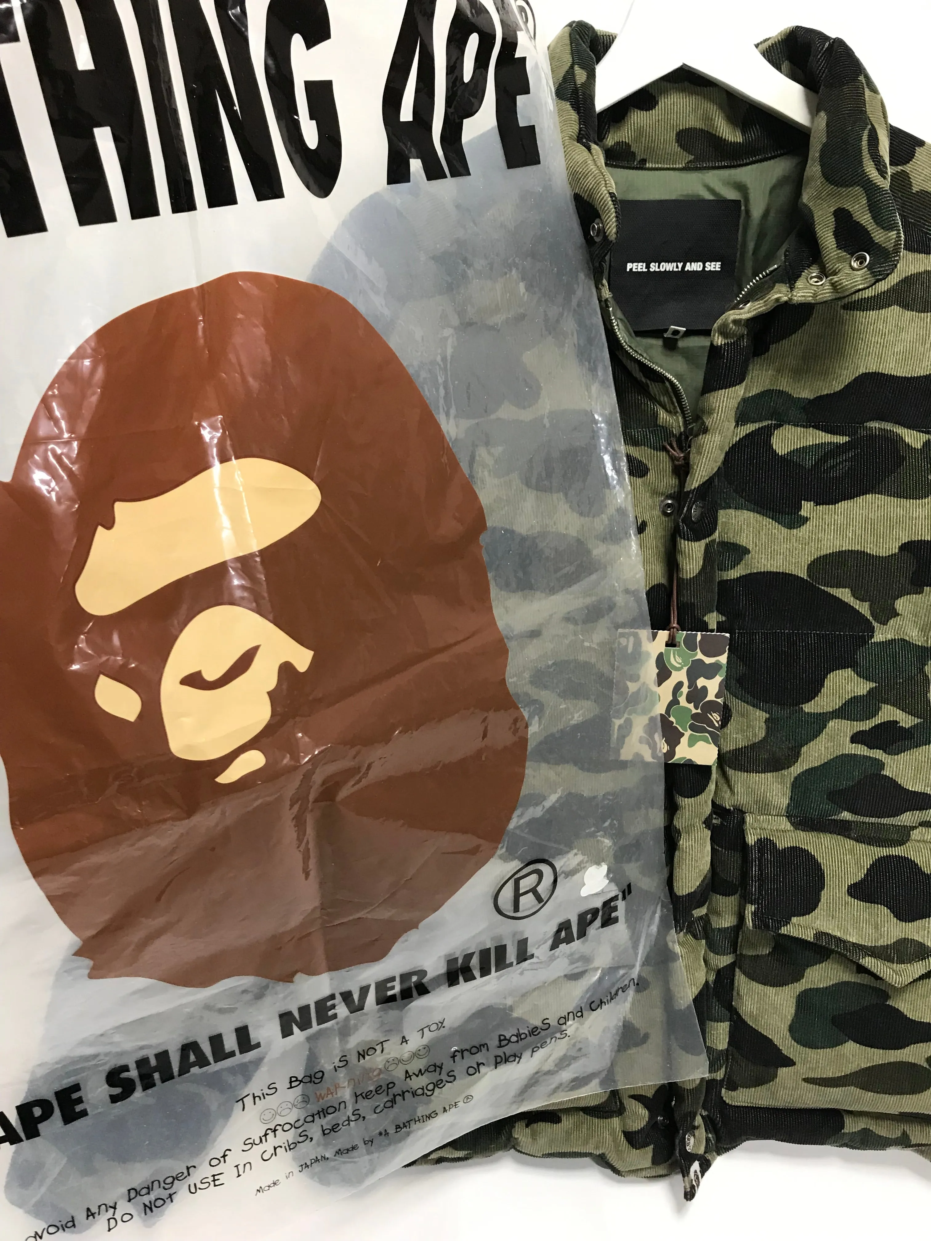 [M] DS! A Bathing Ape Bape 1st Camo Corduroy Down Puffer Jacket