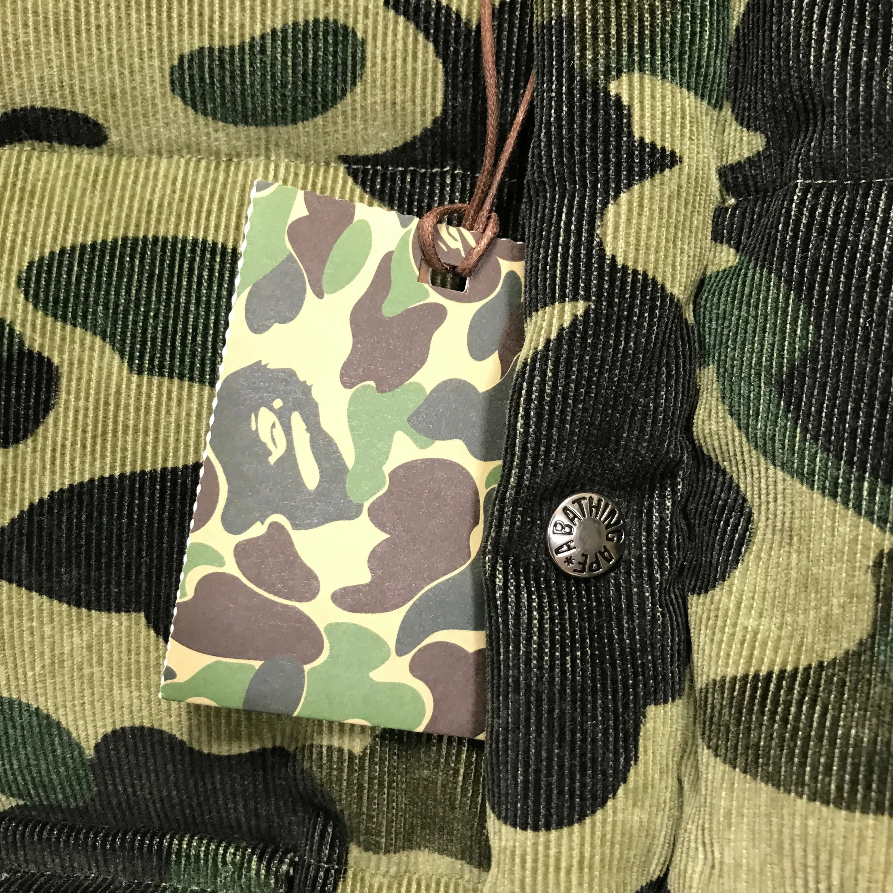 [M] DS! A Bathing Ape Bape 1st Camo Corduroy Down Puffer Jacket