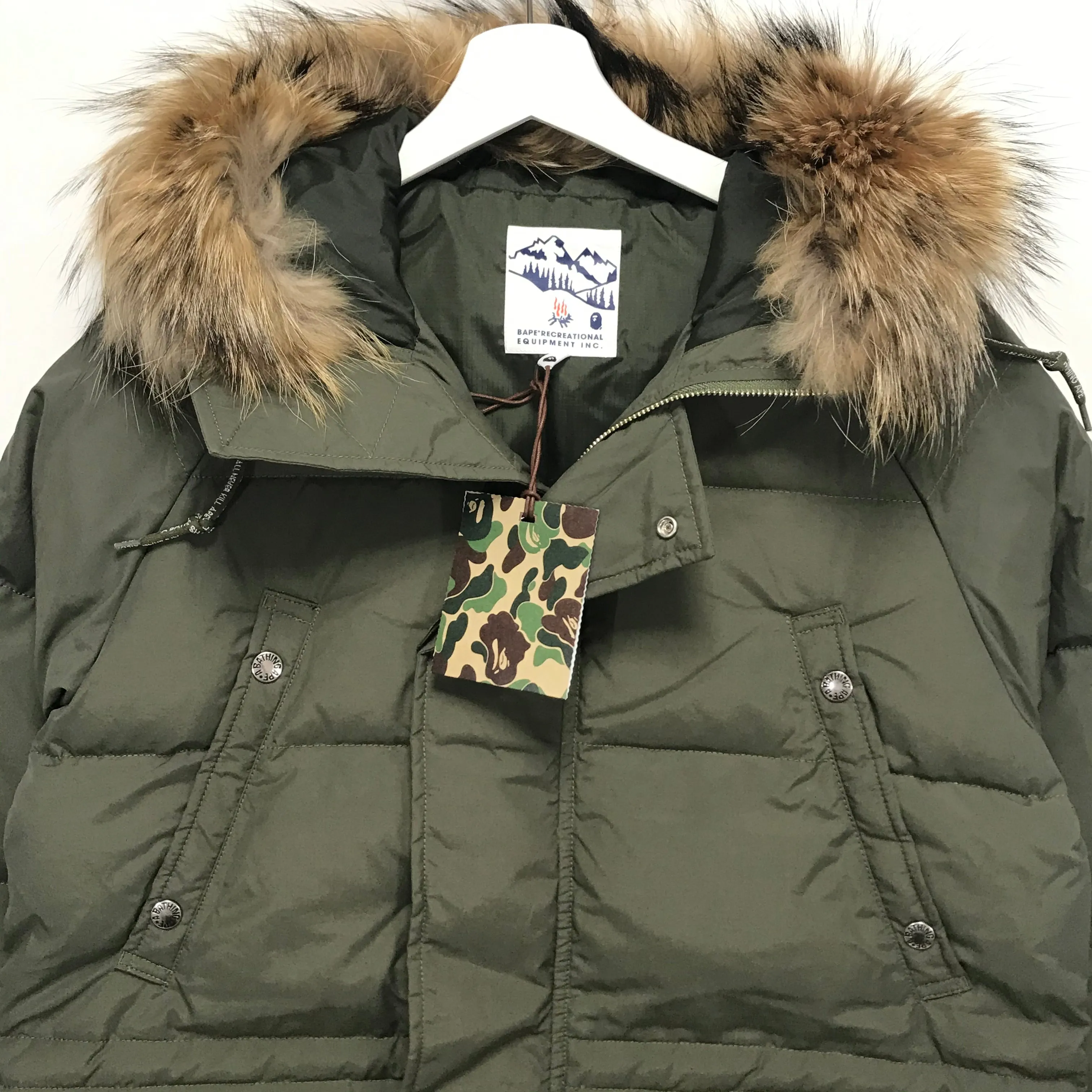 [M] DS! A Bathing Ape Bape N-3B Puffer Down Jacket Olive
