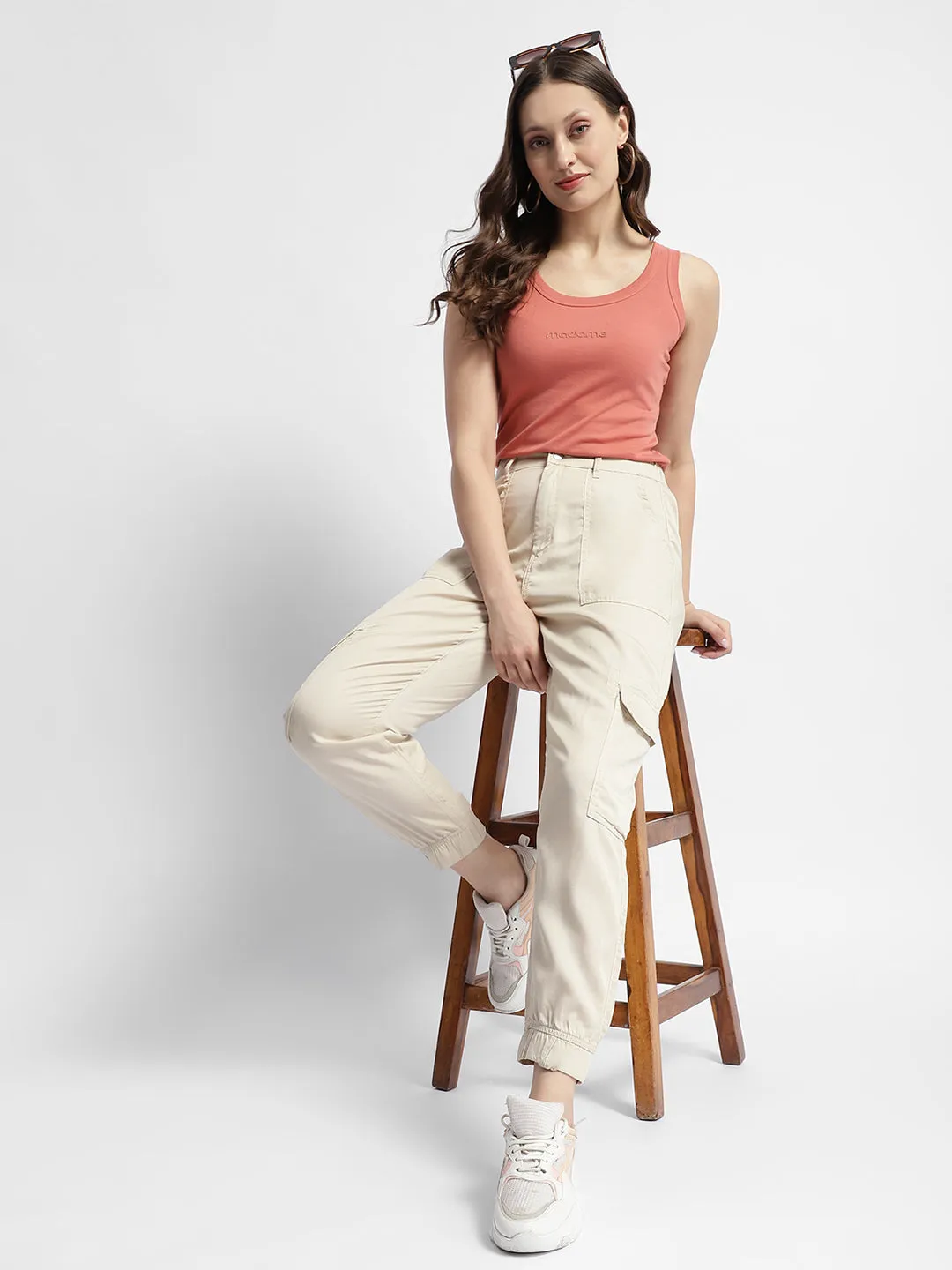 Madame Off-White Tapered Fit Mid-Rise Joggers