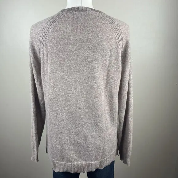 MAGASCHONI 100% Cashmere Preppy Tan Brown Sweater Women's Large Quiet Luxury