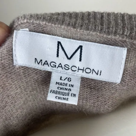 MAGASCHONI 100% Cashmere Preppy Tan Brown Sweater Women's Large Quiet Luxury