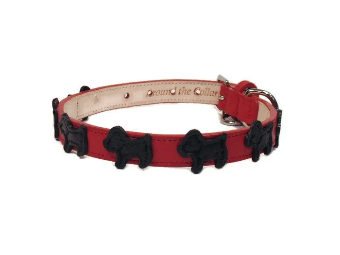 Malka Leather Dog Collar with Leather Dogs