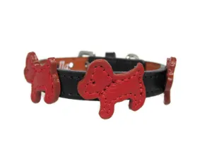 Malka Leather Dog Collar with Leather Dogs