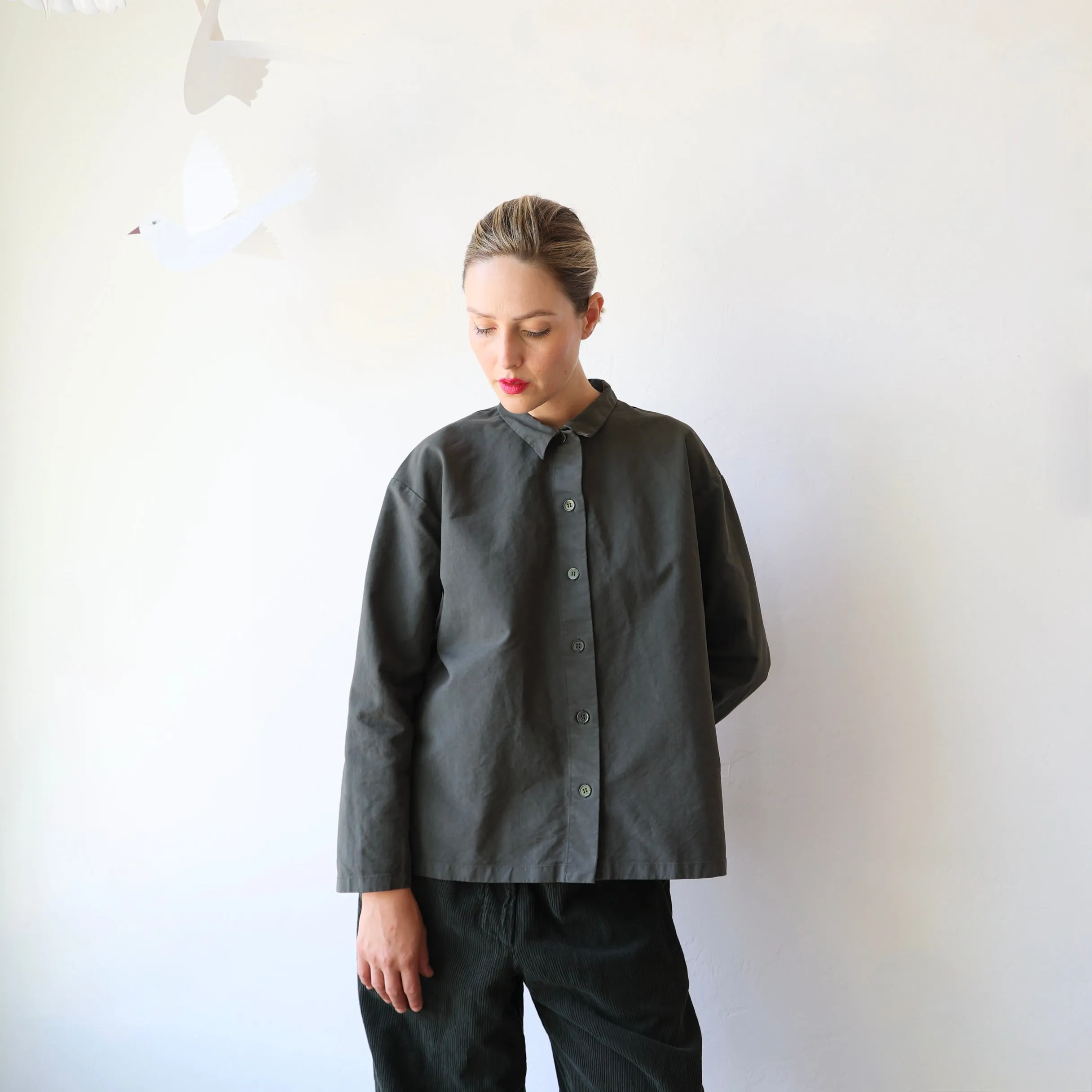 Manuelle Guibal Brushed Cotton Shirt Jacket - Magnetic Khaki