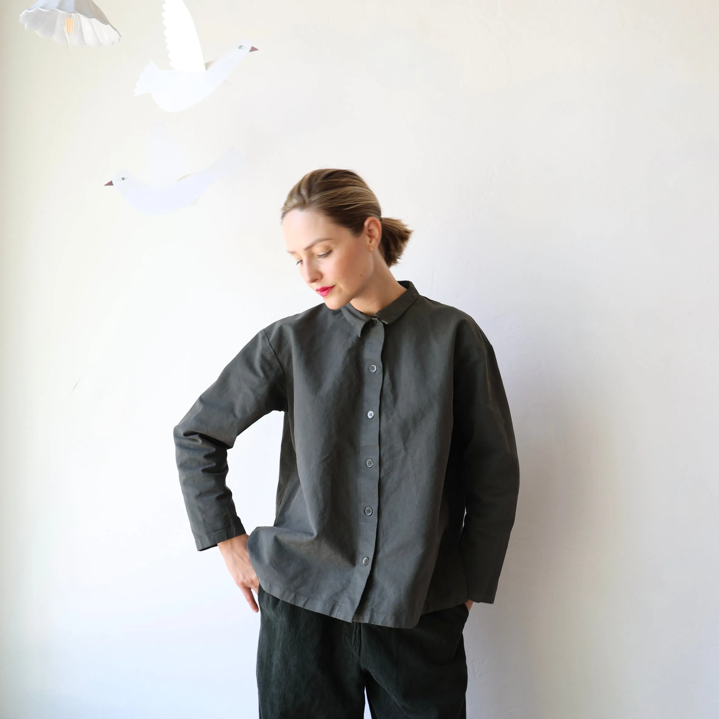 Manuelle Guibal Brushed Cotton Shirt Jacket - Magnetic Khaki