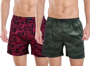 Maroon Insta Green Camouflage Printed Cotton Funky Boxers