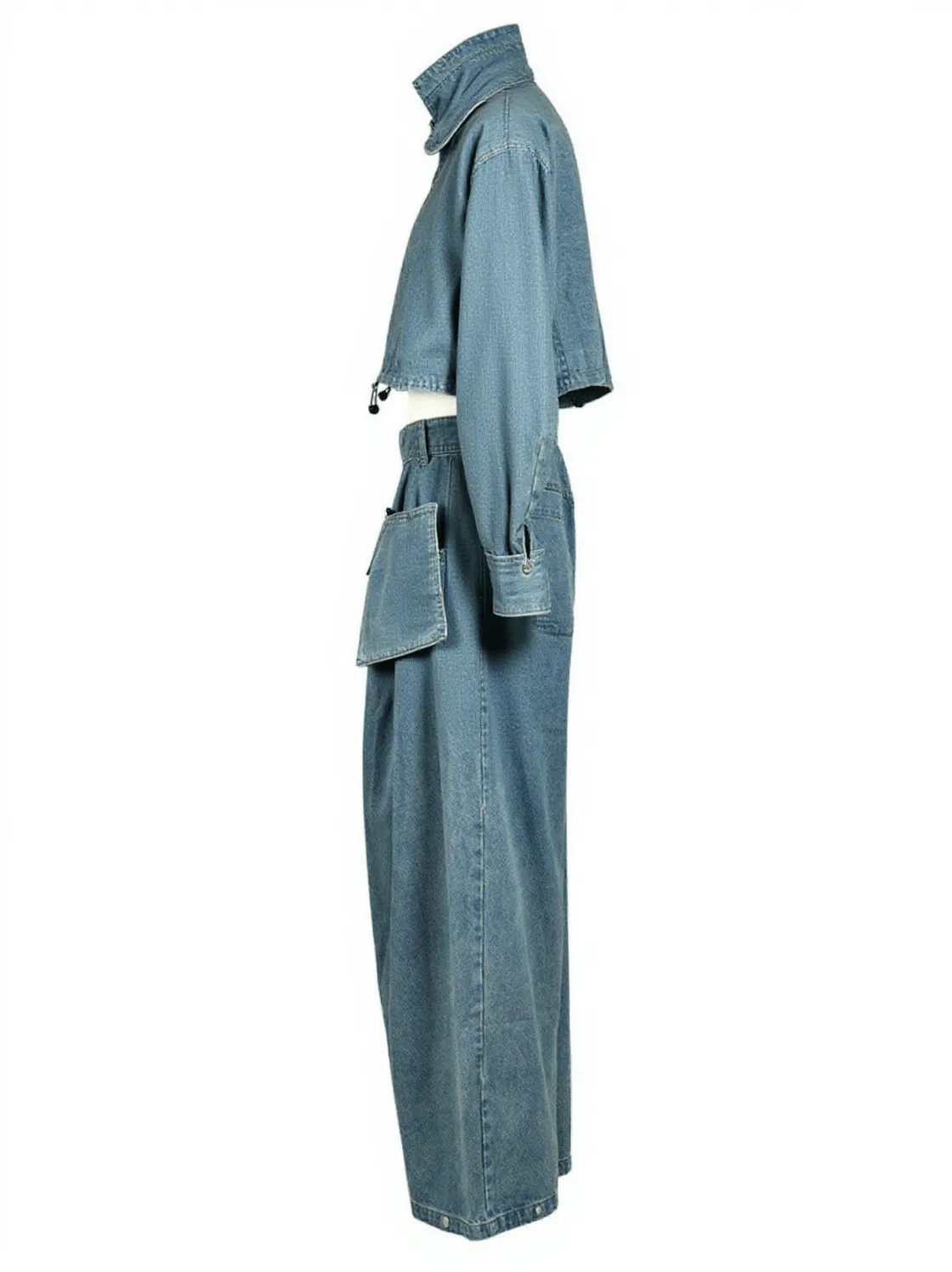 Maudie Pocket Wide Denim Pants Set