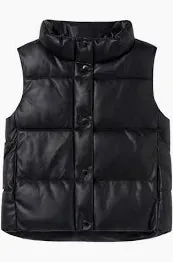Mayoral Faux Leather Black Puffer Vest