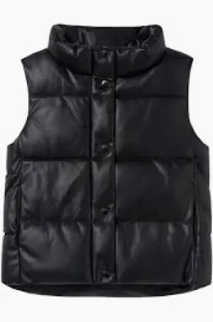 Mayoral Faux Leather Black Puffer Vest