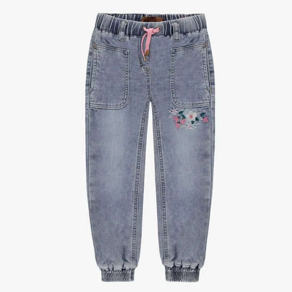 Medium Blue Denim pants With Embroidery