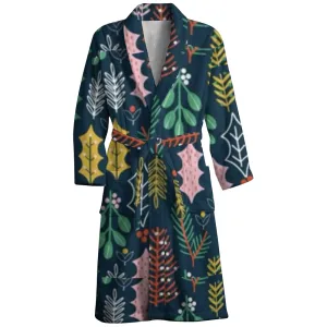 Mens Belt Merry Christmas Print Fleece Lounge Robe