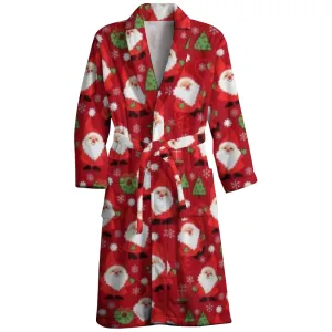 Mens Belt Merry Christmas Snowman Print Fleece Lounge Robe