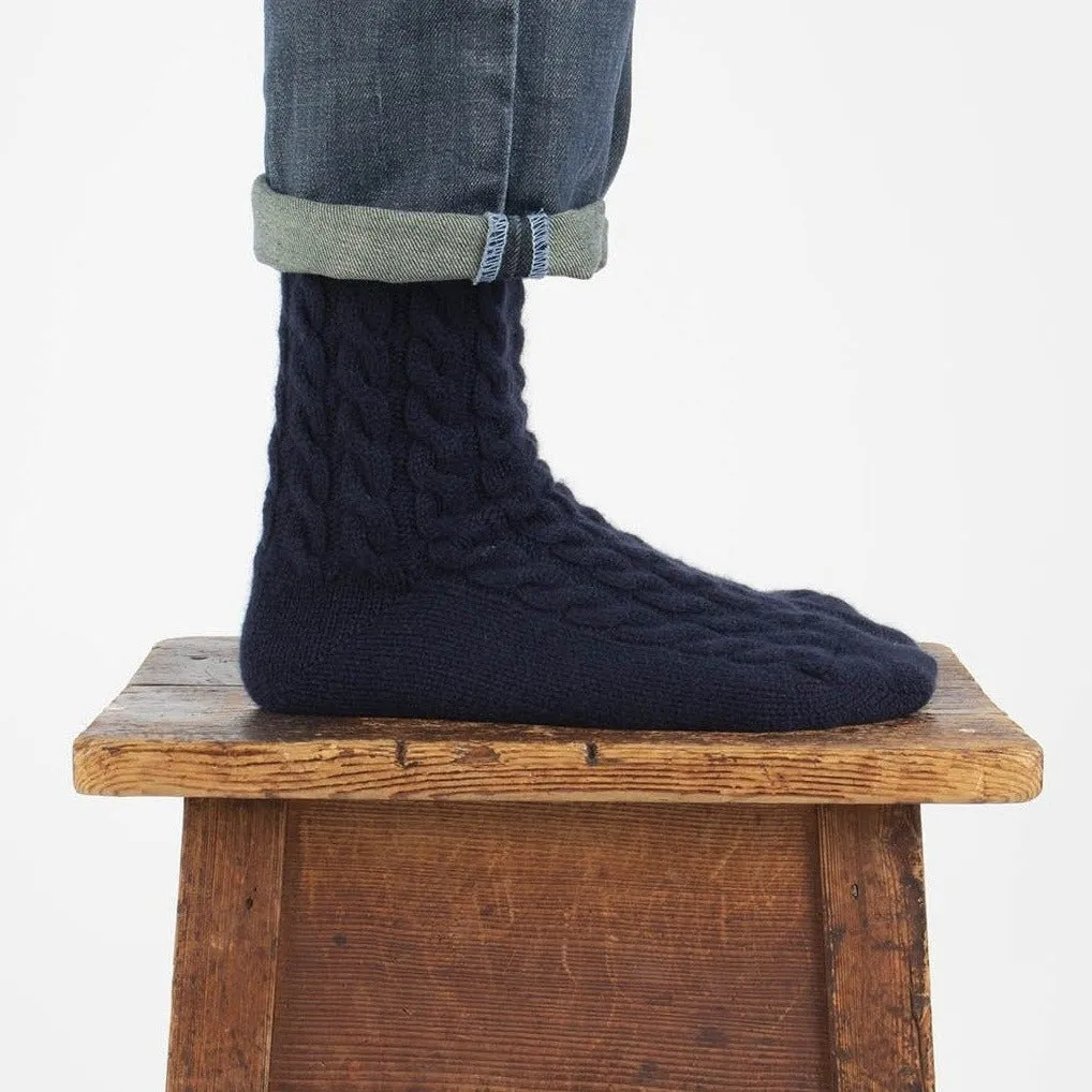 Men's Handmade Cable Pure Cashmere Socks