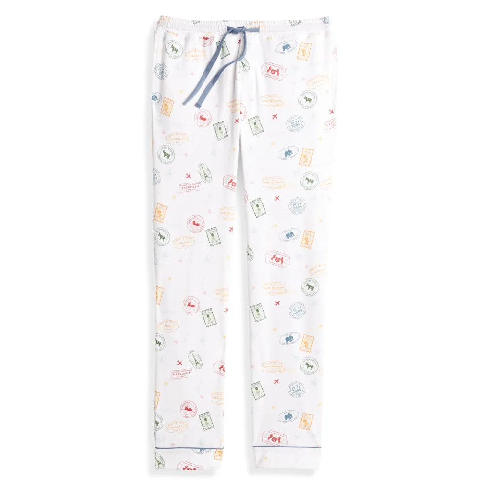 Men's Pima Pajama Bottoms -- Vintage Stamps