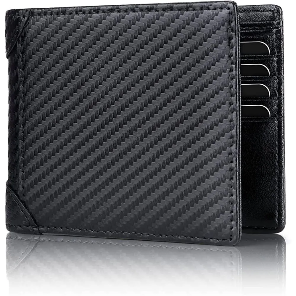 Mens Wallet RFID Genuine Leather Slim Bifold Wallets For Men Removable ID Windows 11 Cards Holders Gift Box | Multiple Colors