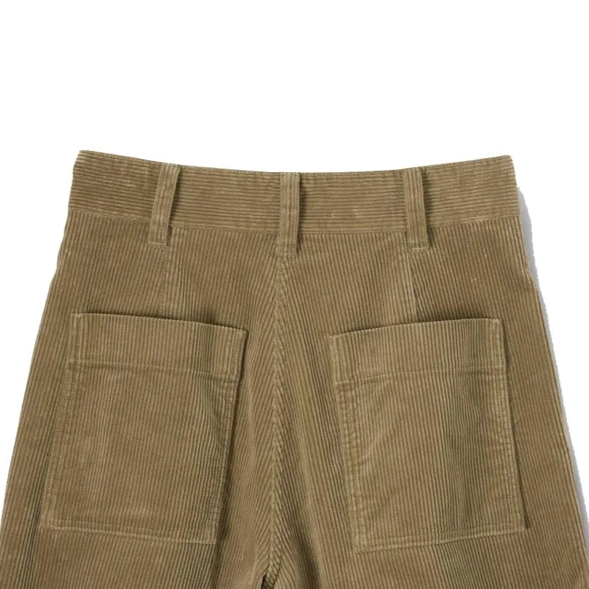 MHL W' Pleated Cropped Trouser Heavy Corduroy Putty