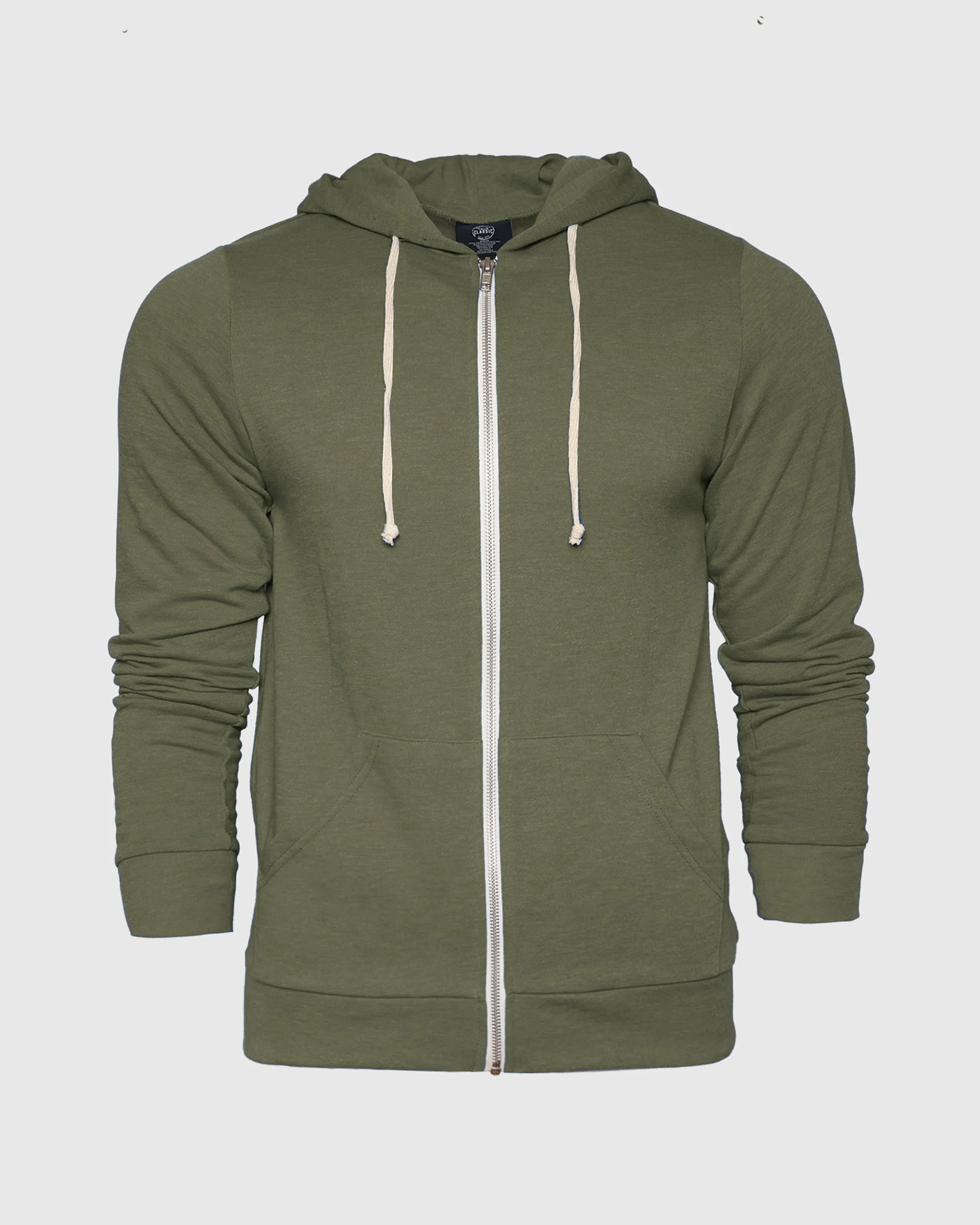Military Green Fleece Zip Hoodie