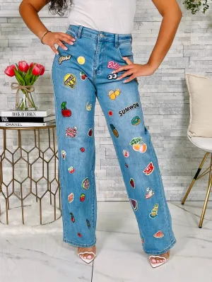MMS0642P - DENIM PATCH DETAIL PANTS