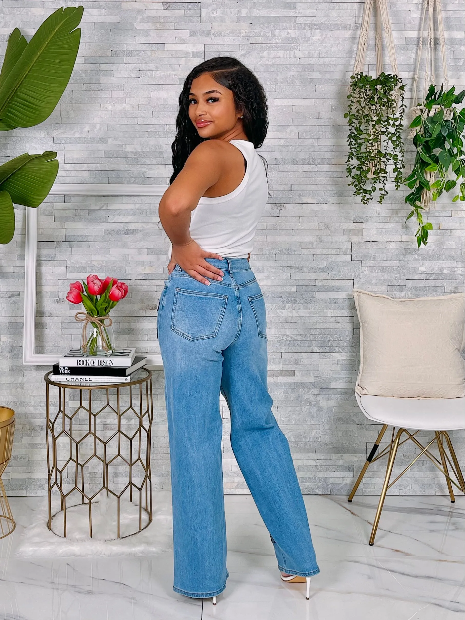 MMS0642P - DENIM PATCH DETAIL PANTS