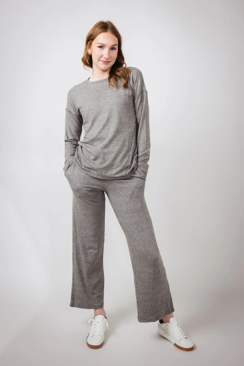 Mono B Hatchi Brushed Crewneck for Women in Urban Grey | KT-A0645-URBANGREY