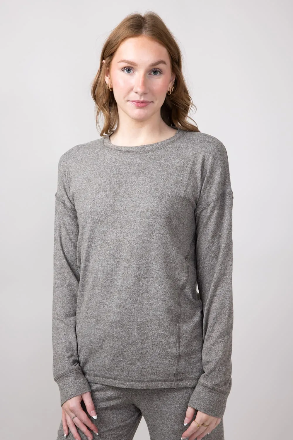 Mono B Hatchi Brushed Crewneck for Women in Urban Grey | KT-A0645-URBANGREY