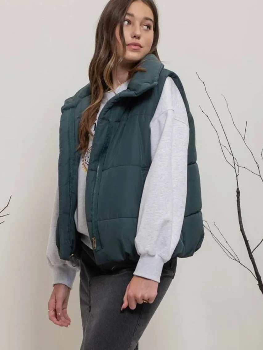 Must Have Puffer Vest: Hunter Green