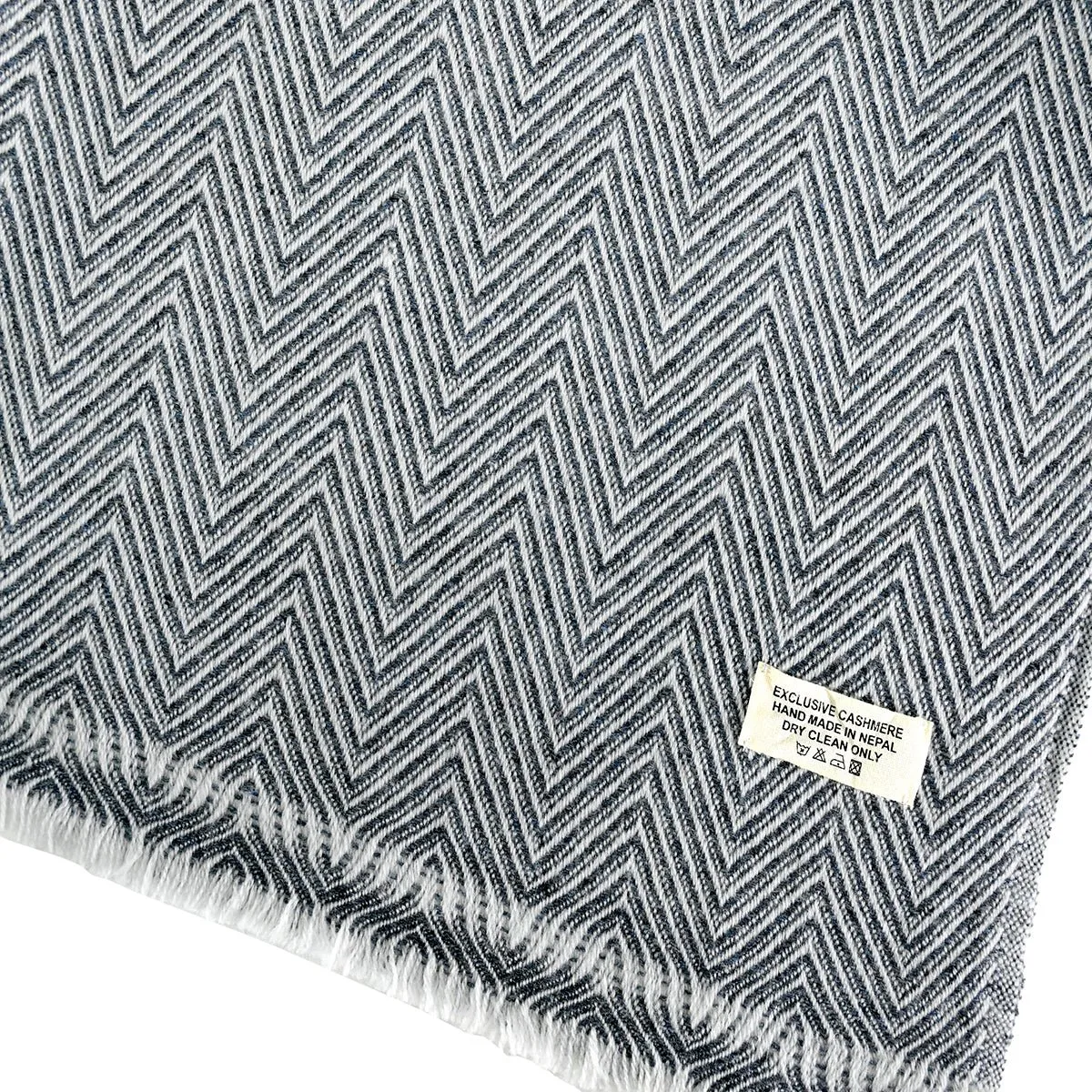 Natural Thick Herringbone Design Cashmere Blanket
