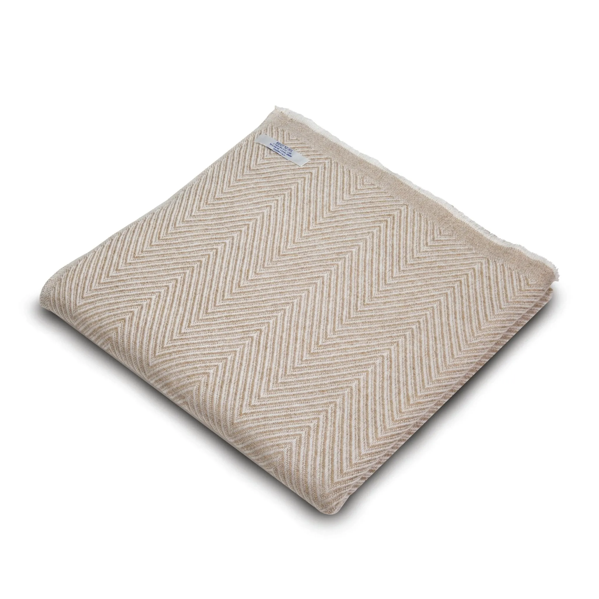 Natural Thick Herringbone Design Cashmere Blanket