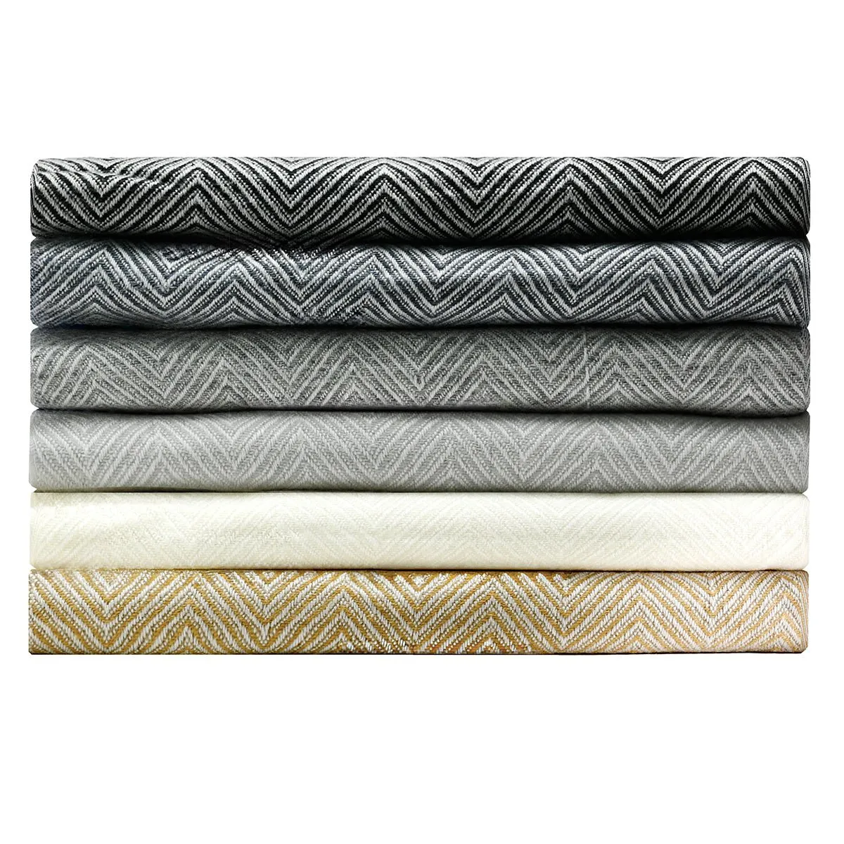 Natural Thick Herringbone Design Cashmere Blanket