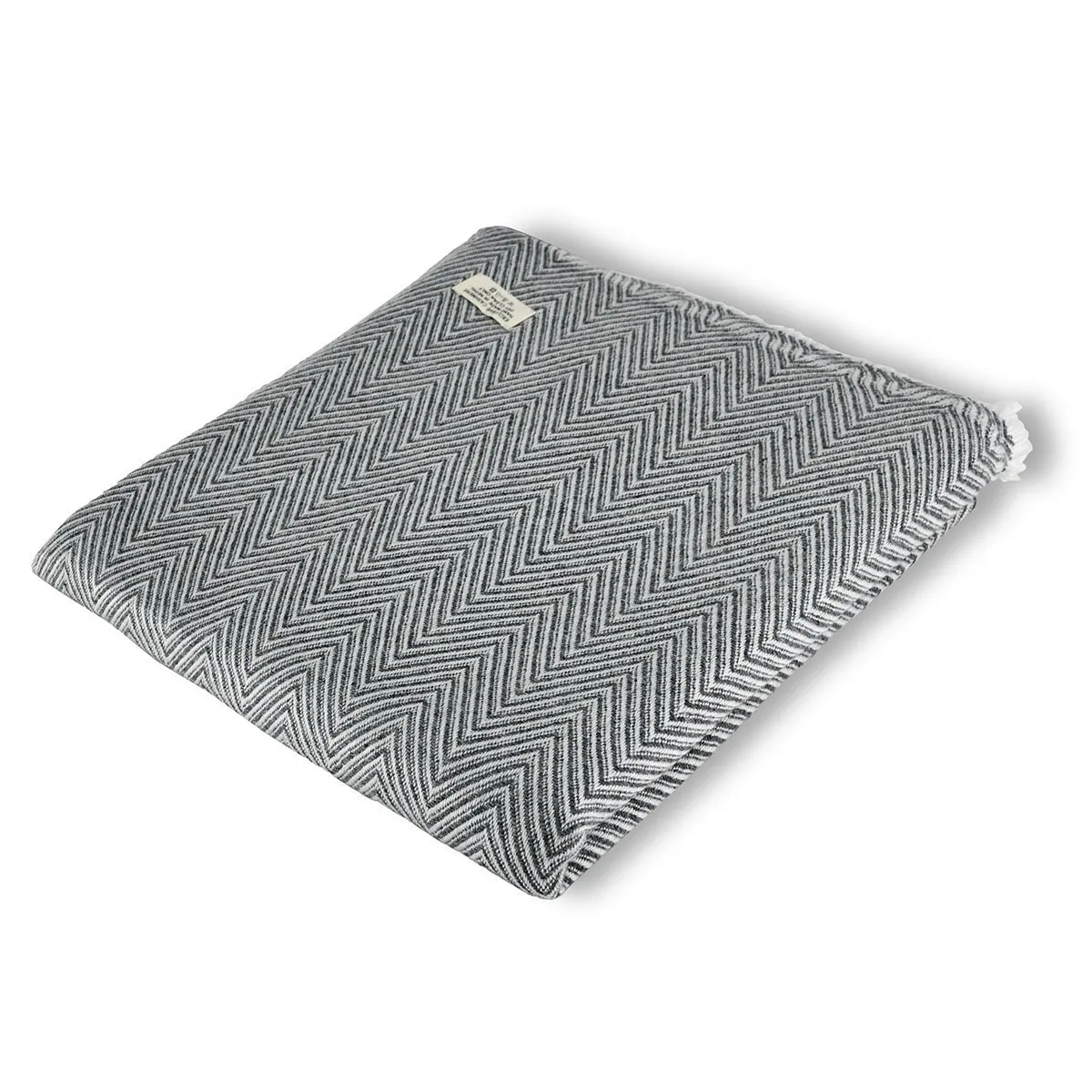 Natural Thick Herringbone Design Cashmere Blanket
