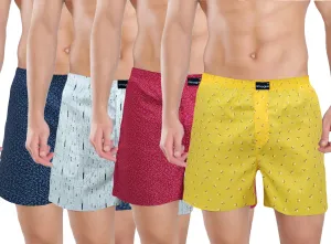 Navy Cream Red Yellow Premium Printed Boxers Combo