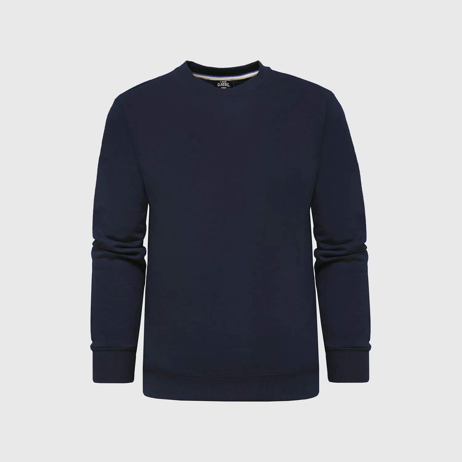 Navy Fleece French Terry Pullover Crew Neck
