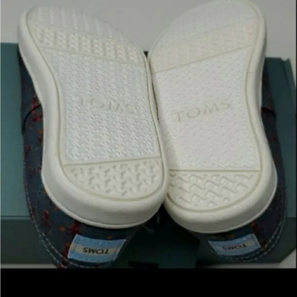 NEW 8 TOMS LOBSTER PRINT VELCRO BLUE red nautical boys preppy Montauk SHOES NWT