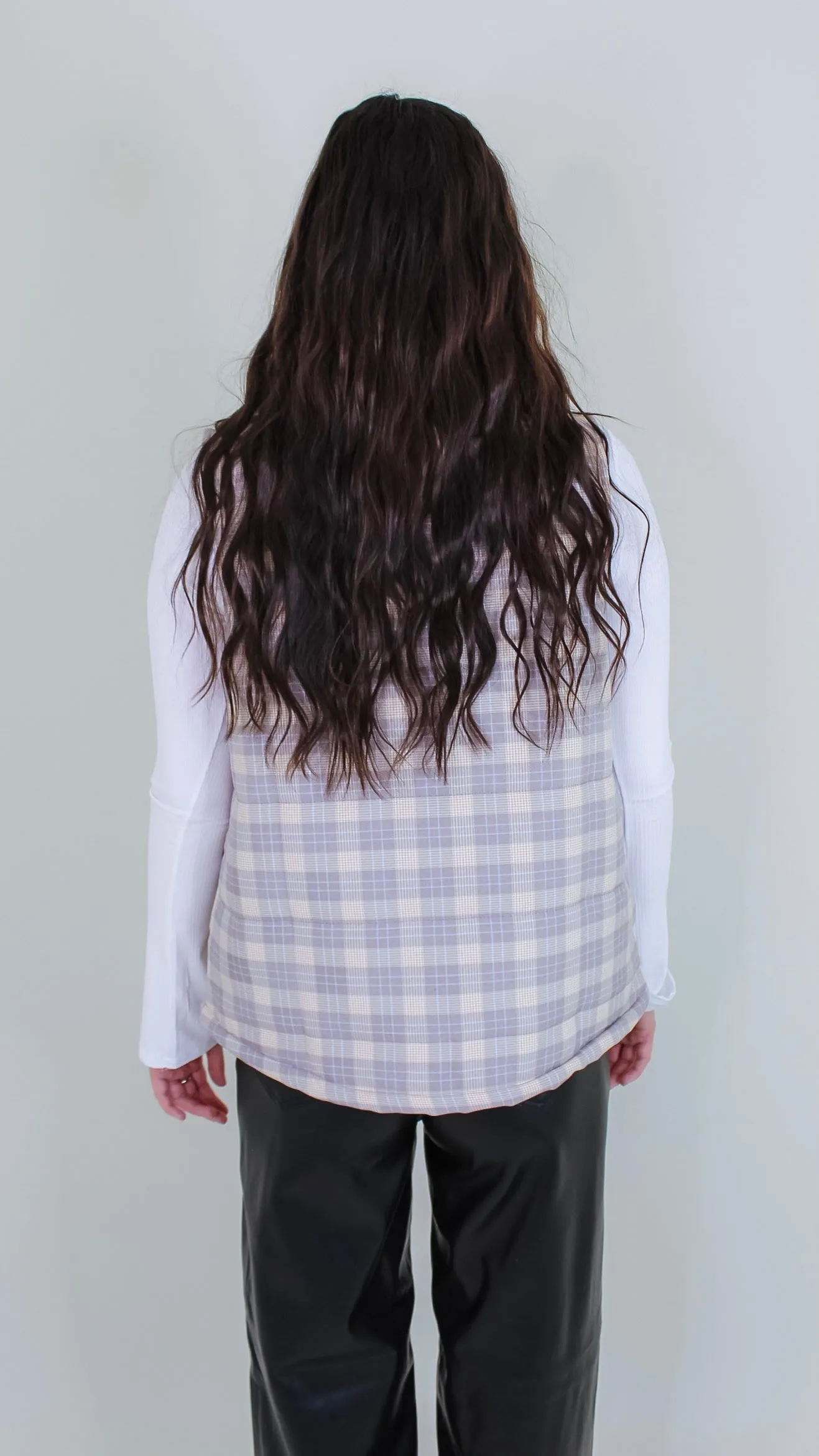 New Beginnings Taupe Plaid Vest