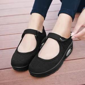 NEW Women's Working Nurse Shoes, Adjustable Breathable Diabetic Shoes, Wedges Walking Mary Jane Sneaker, Fitness Casual Nursing Orthotic Shoes for Arthritis, Diabetes, Heel Pain, Black, Sz 11, Retails $50