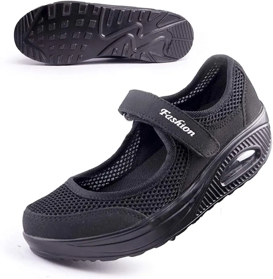 NEW Women's Working Nurse Shoes, Adjustable Breathable Diabetic Shoes, Wedges Walking Mary Jane Sneaker, Fitness Casual Nursing Orthotic Shoes for Arthritis, Diabetes, Heel Pain, Black, Sz 11, Retails $50