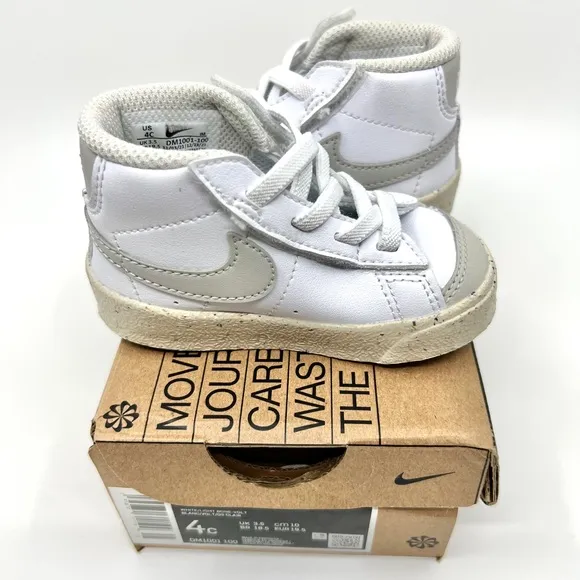 Nike Blazer Mid ‘77 Baby Infant Newborn shoes in White, Volt , Light Bone, Beige