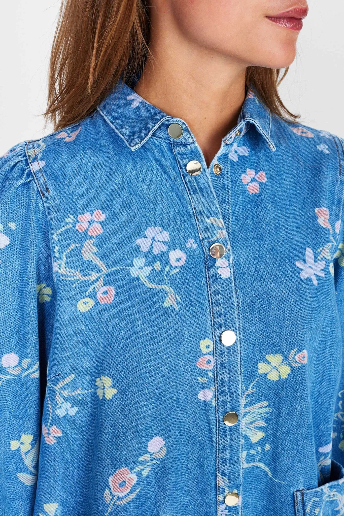 NUPETRA LS SHIRT - Light Blue Denim