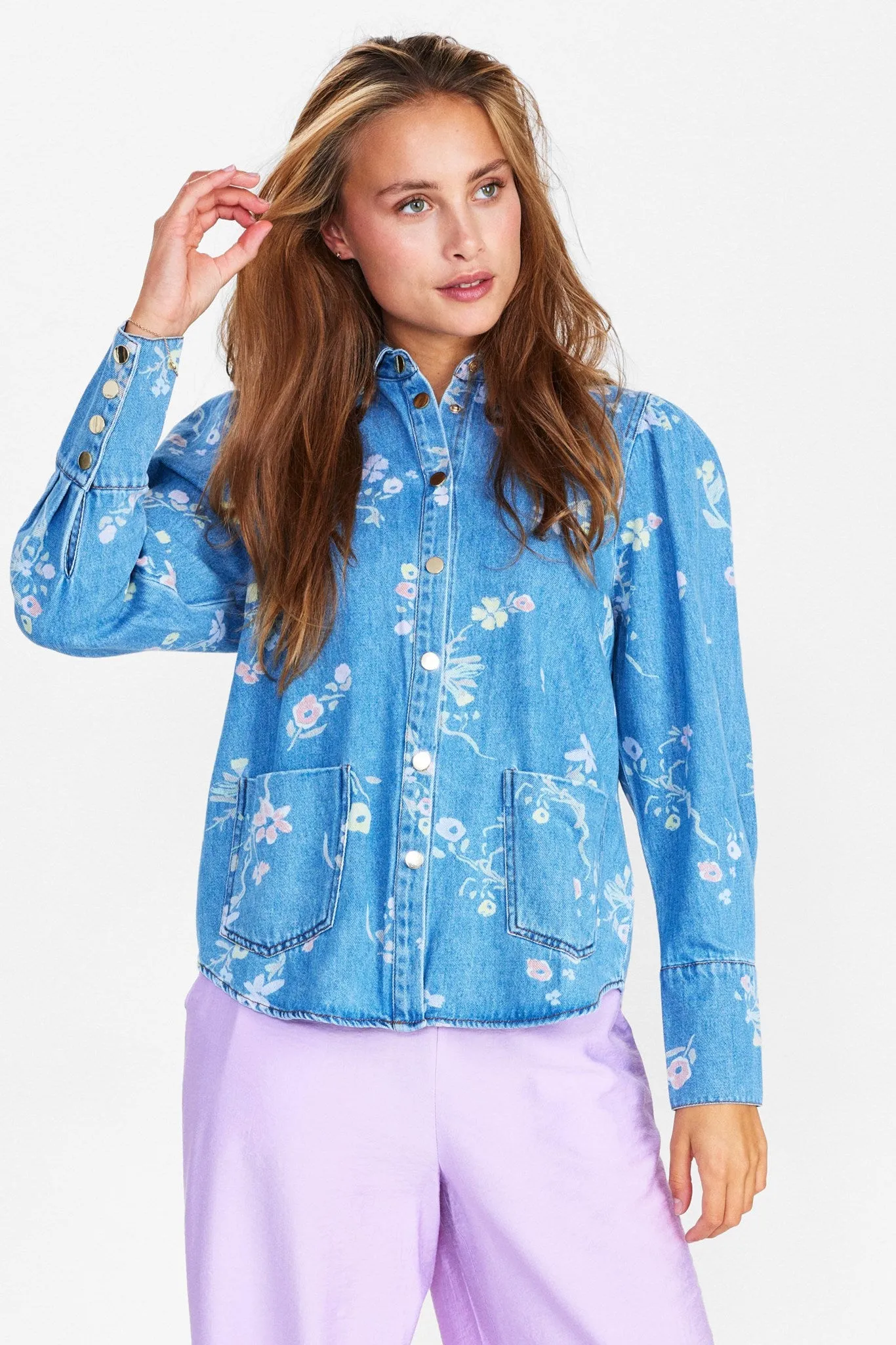 NUPETRA LS SHIRT - Light Blue Denim