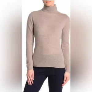 NWT Magaschoni 💯Cashmere Turtleneck Sweater In Pebble Heather Size Small