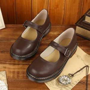 Old-fashioned Retro Mary Jane Leather Shoes C00128