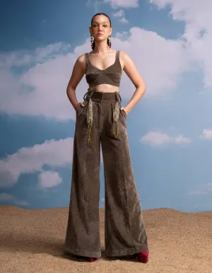 Olive corduroy bralette and pants